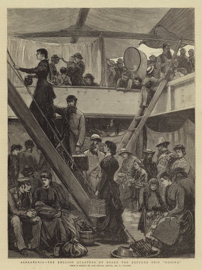 Alexandrie, les quartiers anglais à bord du navire de réfugiés Rosina - Frederic Villiers